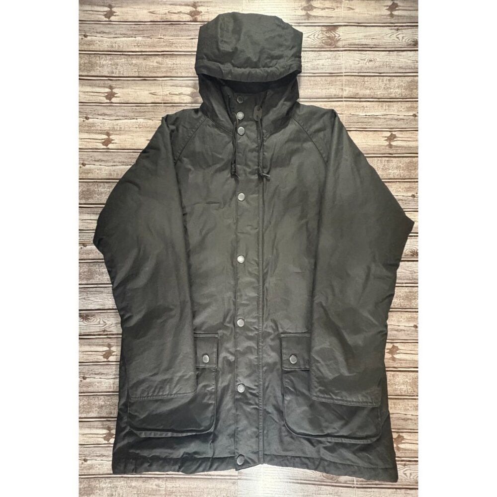 Barbour Beaufort Hooded fiberdown Waxed Cotton Jacket Size L color black